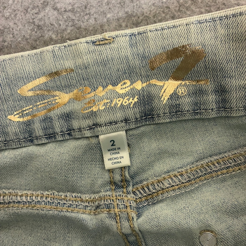 Seven7 Tummyless High Rise Skinny Jeans Light Wash Distressed Women Size 2 27x29 - Picture 3 of 10